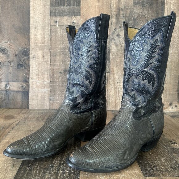 Panhandle Slim Vintage Teju Lizard Western Cowboy Boots Mens 11 D - Picture 12 of 12